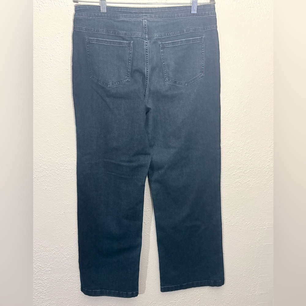 J. Jill Denim Athletic Fit Full Leg  Patch Pockets Dark Wash Jeans Size 10 - Picture 3 of 5